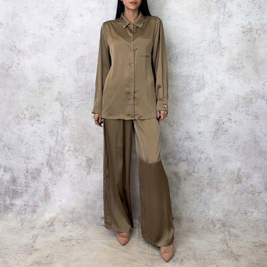 Conjunto satinado moka