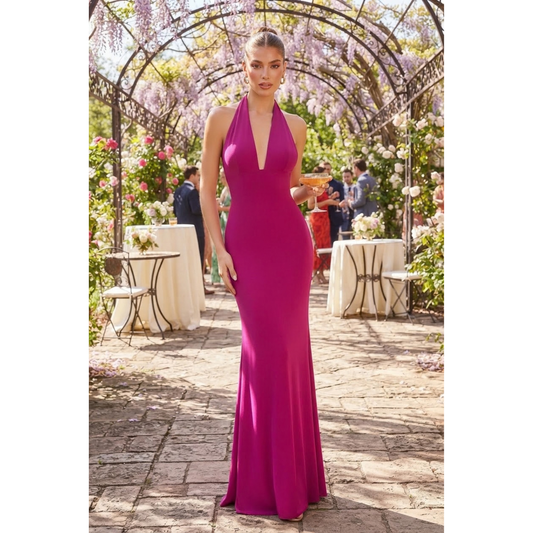 Vestido largo escote en espalda orquidea