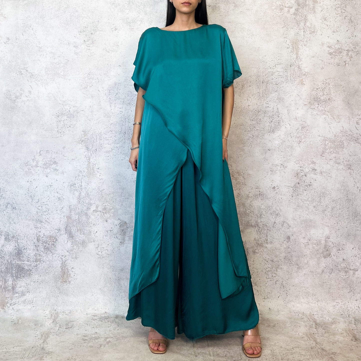 Set pantalon y blusa asimetrica jade