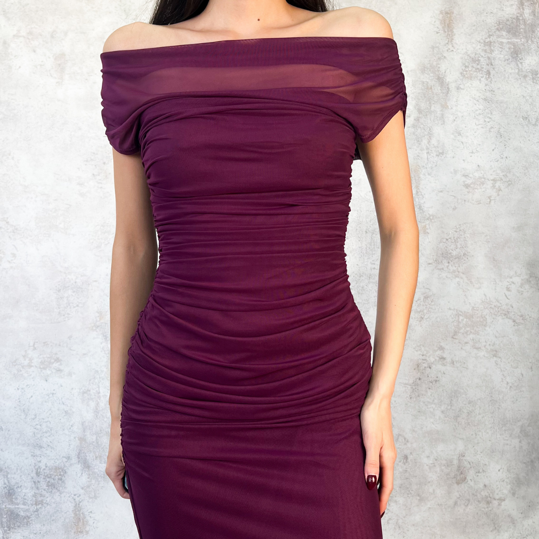 Vestido largo color cirucela