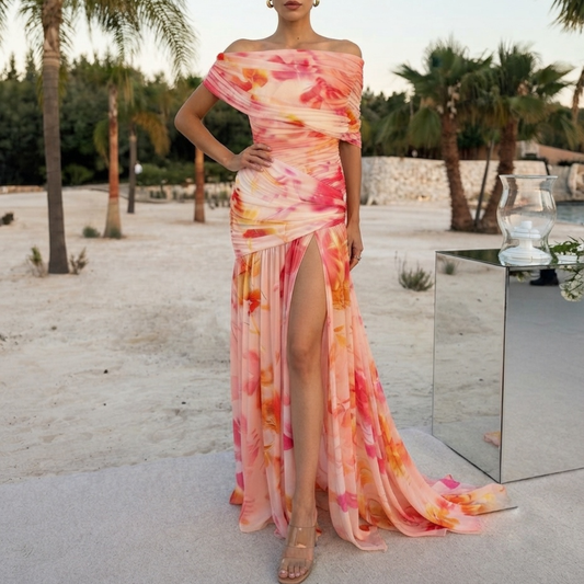Vestido largo estampado floral