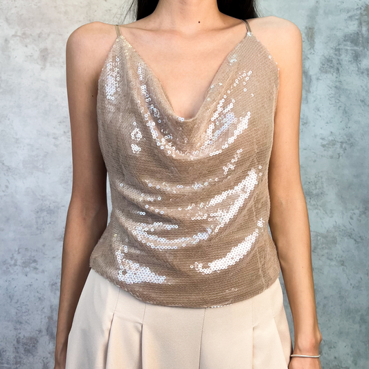 Blusa de lentejuela beige