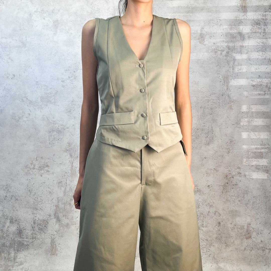 Conjunto pantalon capri verde