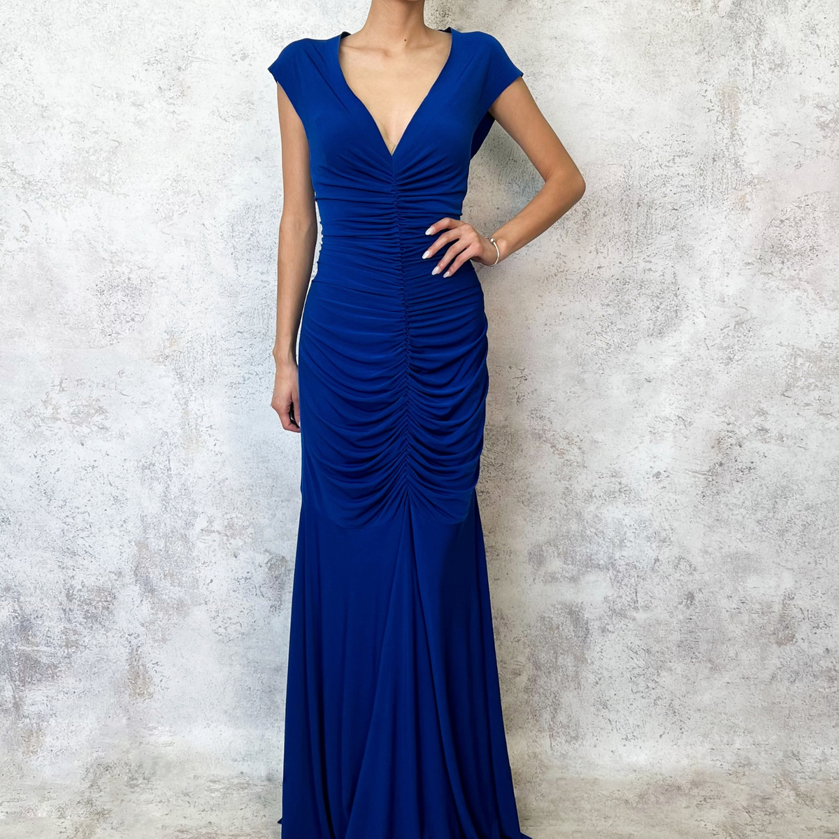 Vestido largo de licra azul rey