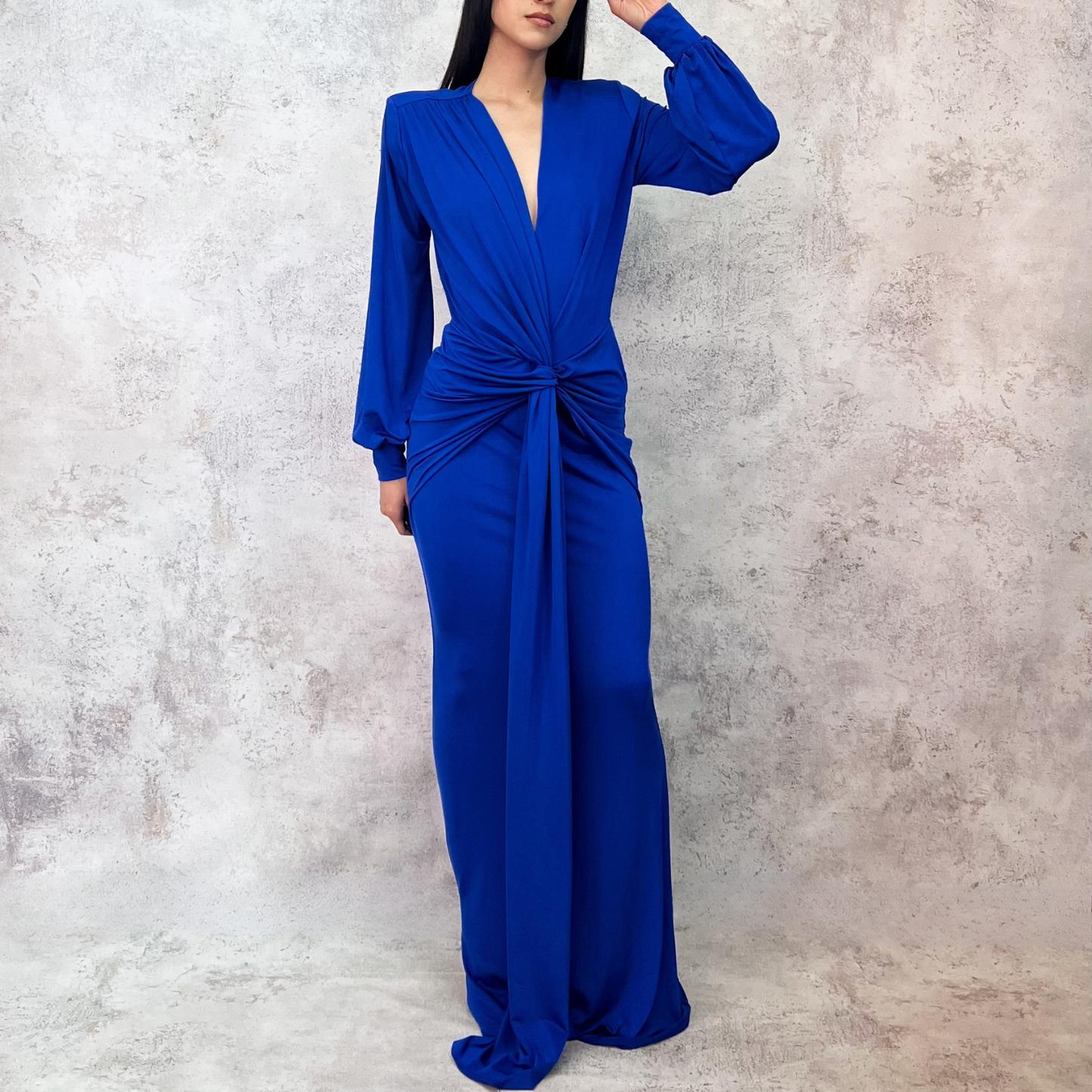 Vestido largo de licra azul rey