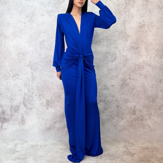 Vestido largo de licra azul rey