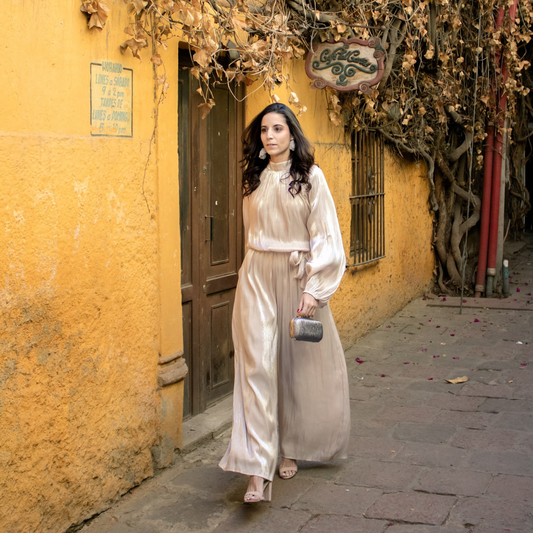 Jumpsuit beige tela organza