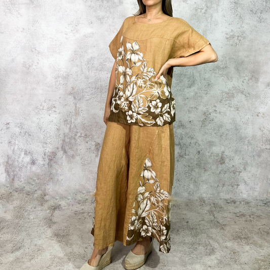 Conjunto de lino color mostaza