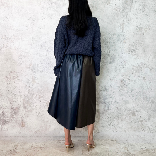 Falda asimétrica bloques beige/azul