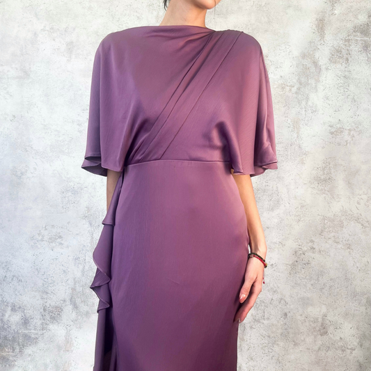 Vestido largo satinado mauve