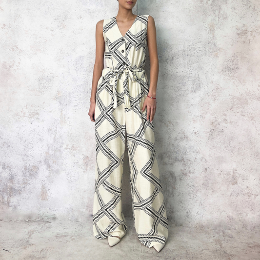 Jumpsuit beige estampado