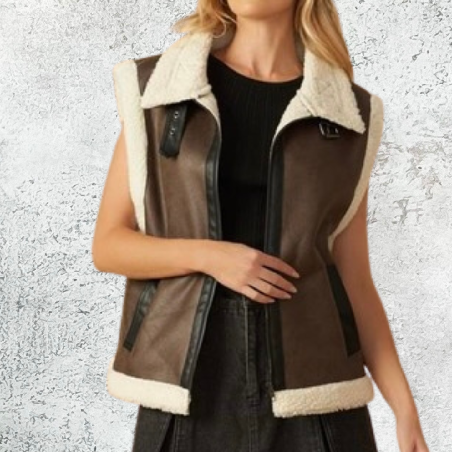 Chaleco café forro sherpa