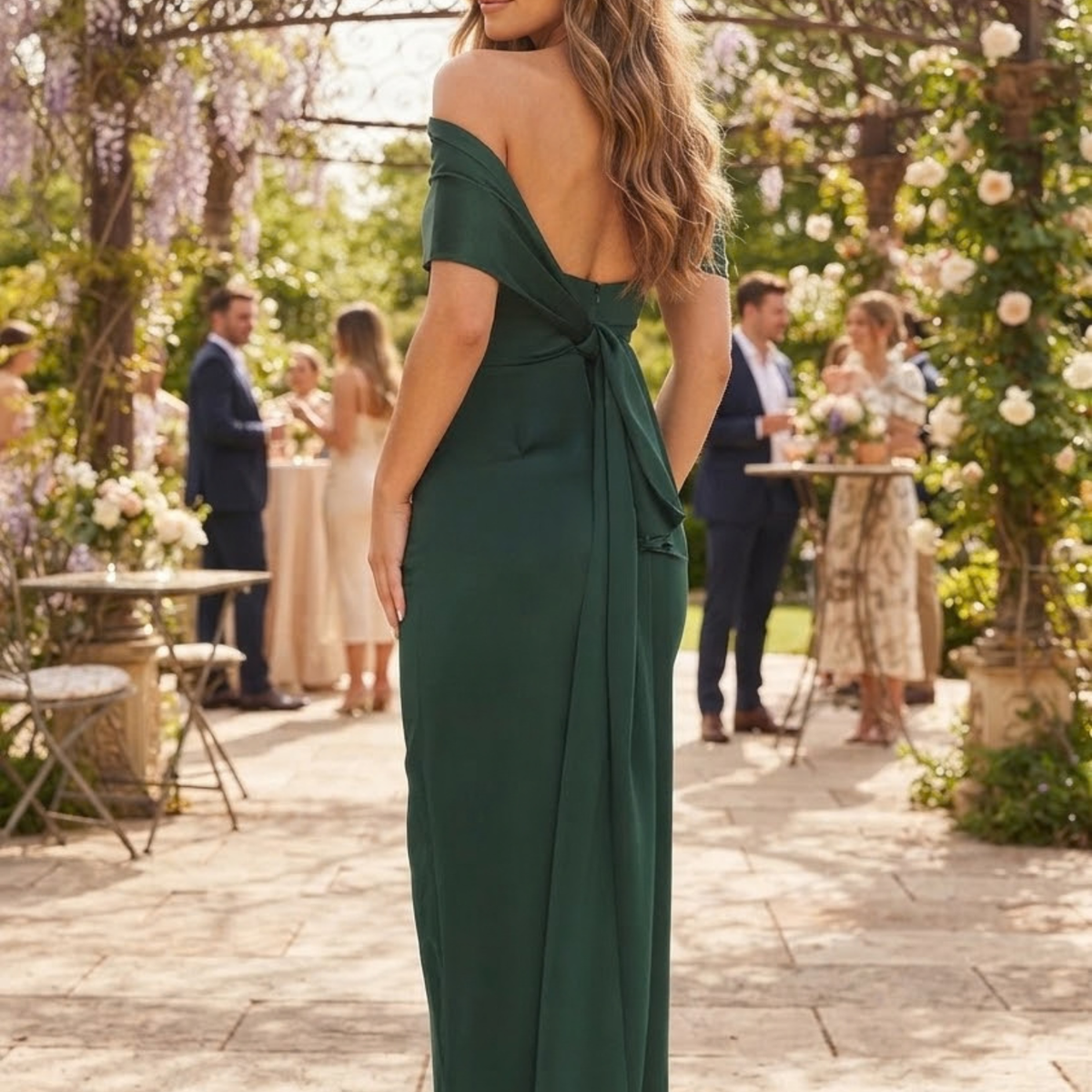 Vestido verde esmeralda satin