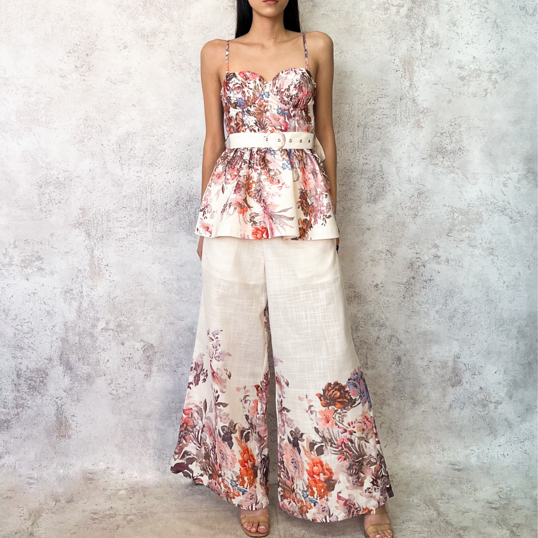 Conjunto pantalon y blusa floreado