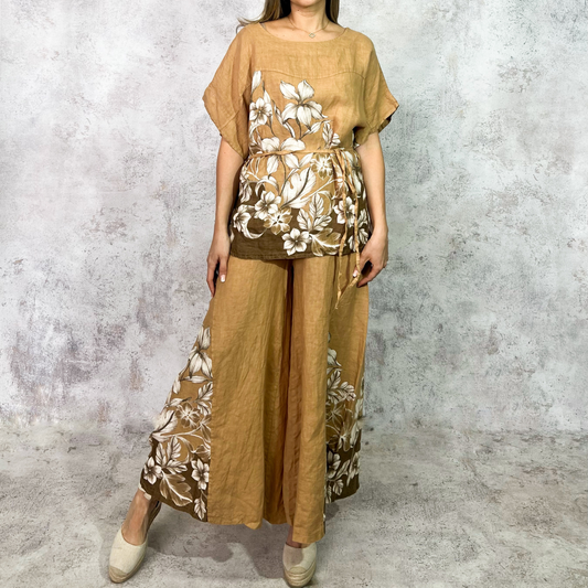 Conjunto de lino color mostaza