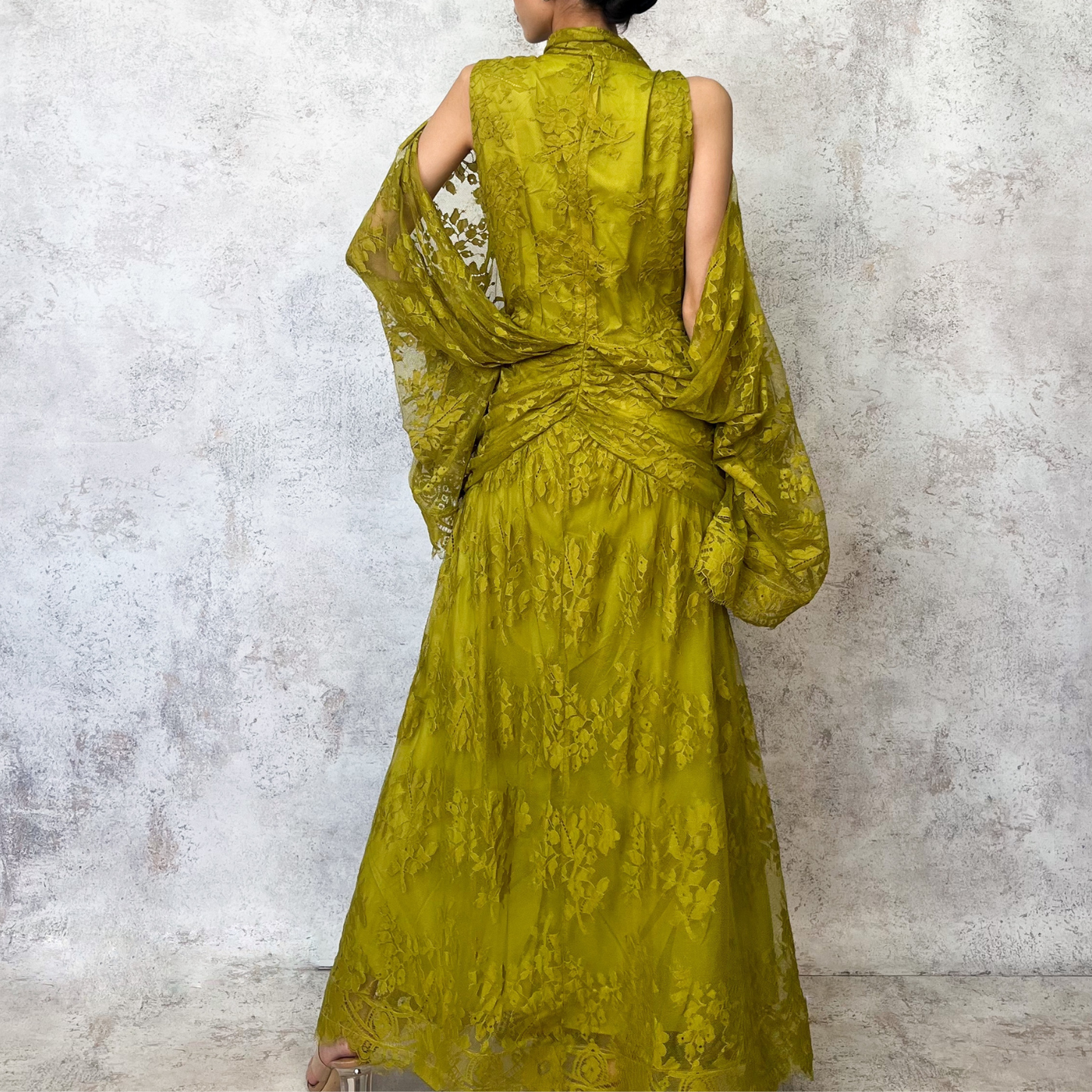 Vestido verde limon de encaje