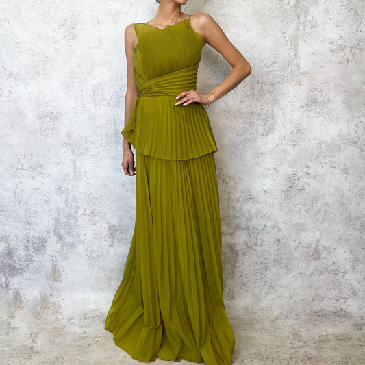 Vestido largo verde lima