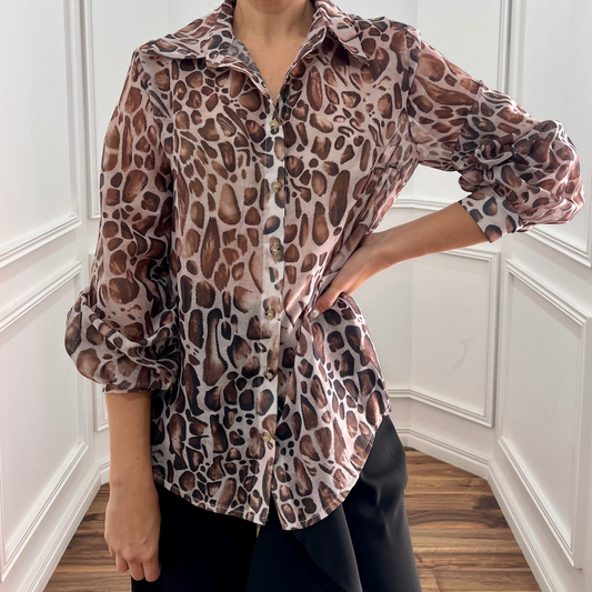 BLUSA DE ORGANZA ANIMAL PRINT