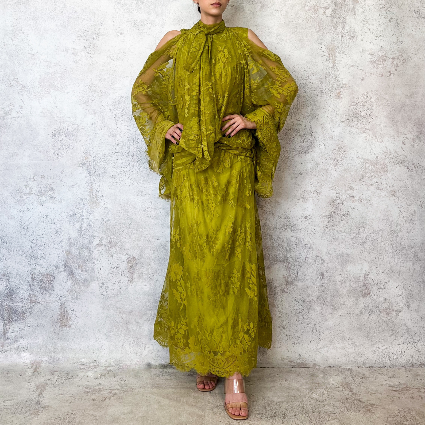 Vestido verde limon de encaje