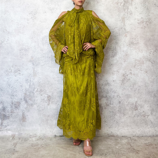 Vestido verde limon de encaje