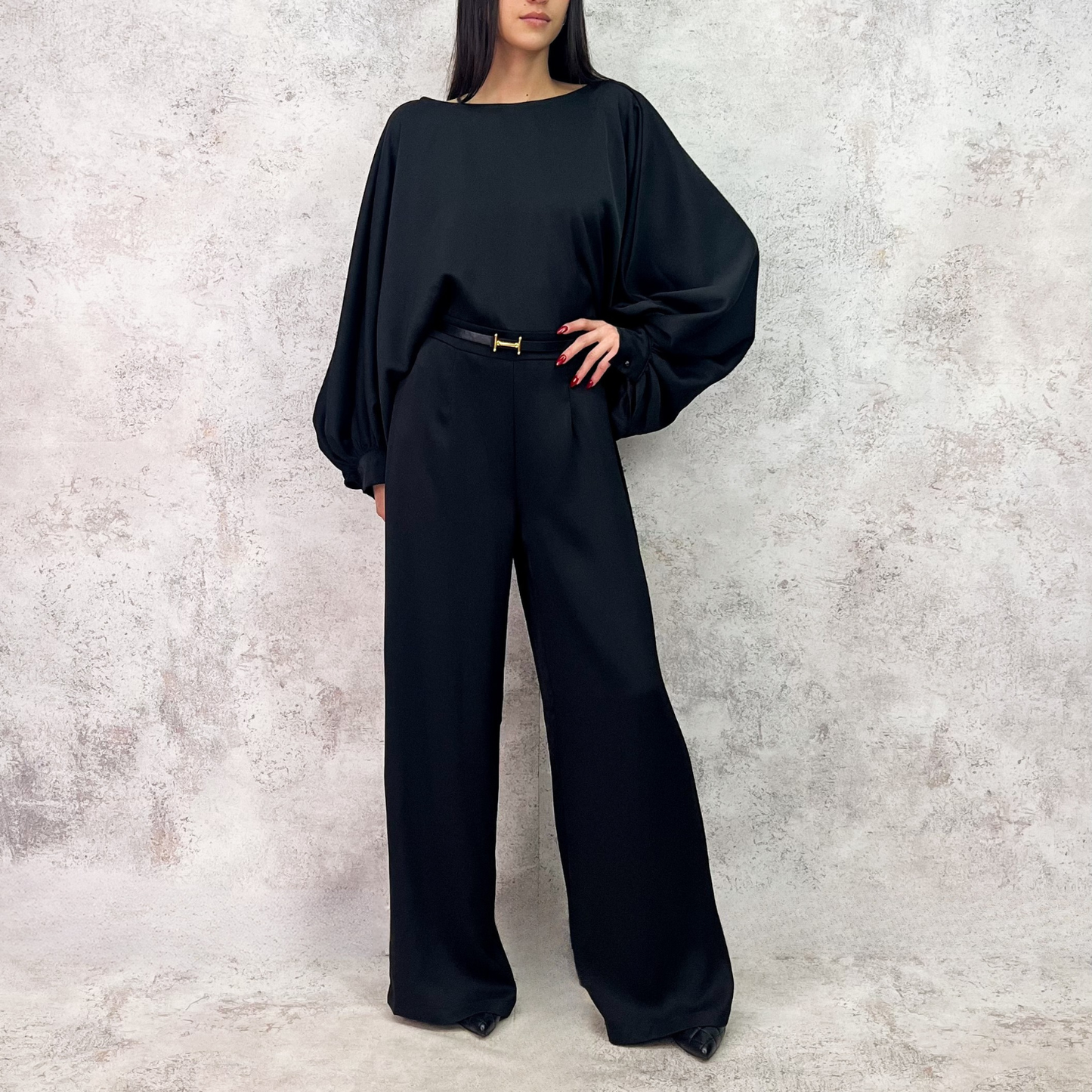 Jumpsuit negro manga mariposa