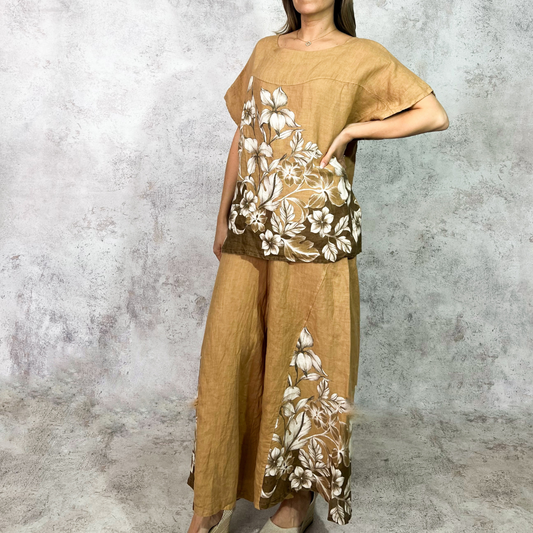Conjunto de lino color mostaza