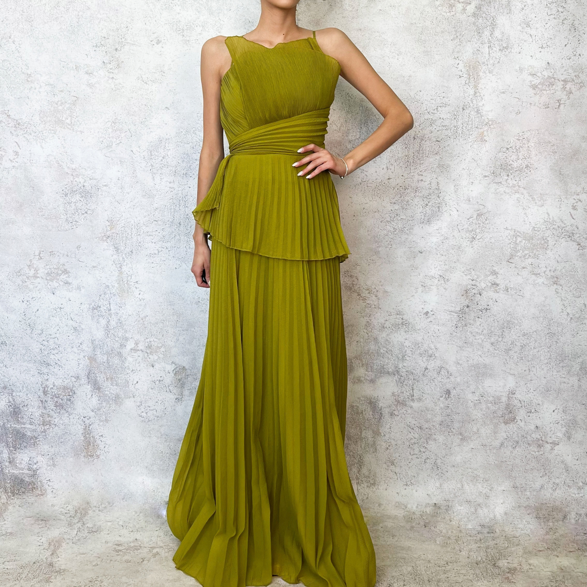 Vestido largo verde lima