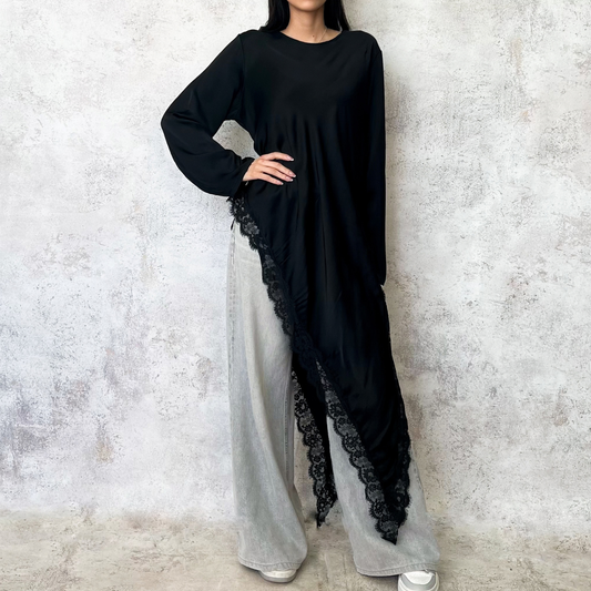 Blusa larga asimetrica cafe