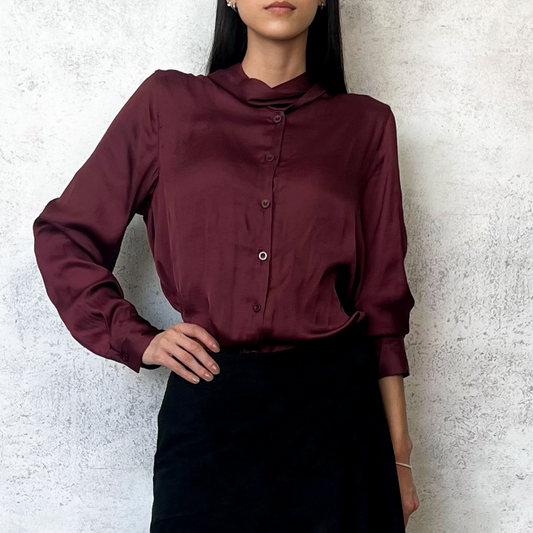 Blusa satinada burgundy