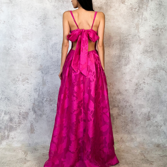 Vestido largo color magenta