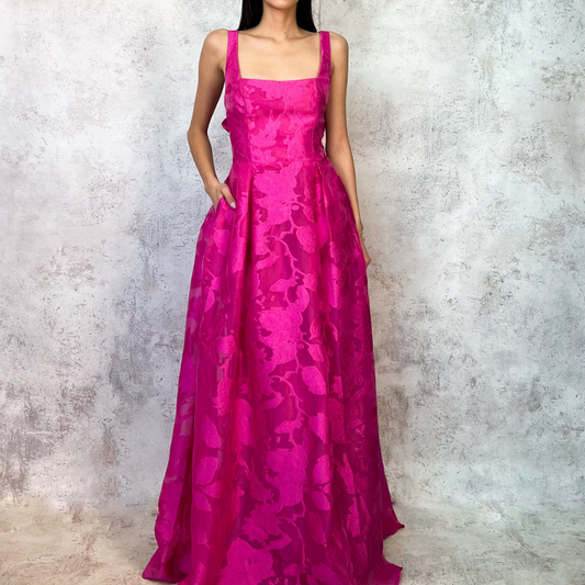 Vestido largo color magenta