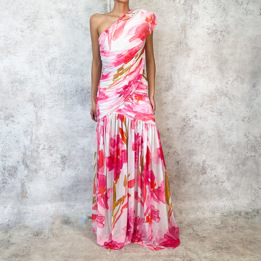 Vestido largo de mesh floreado