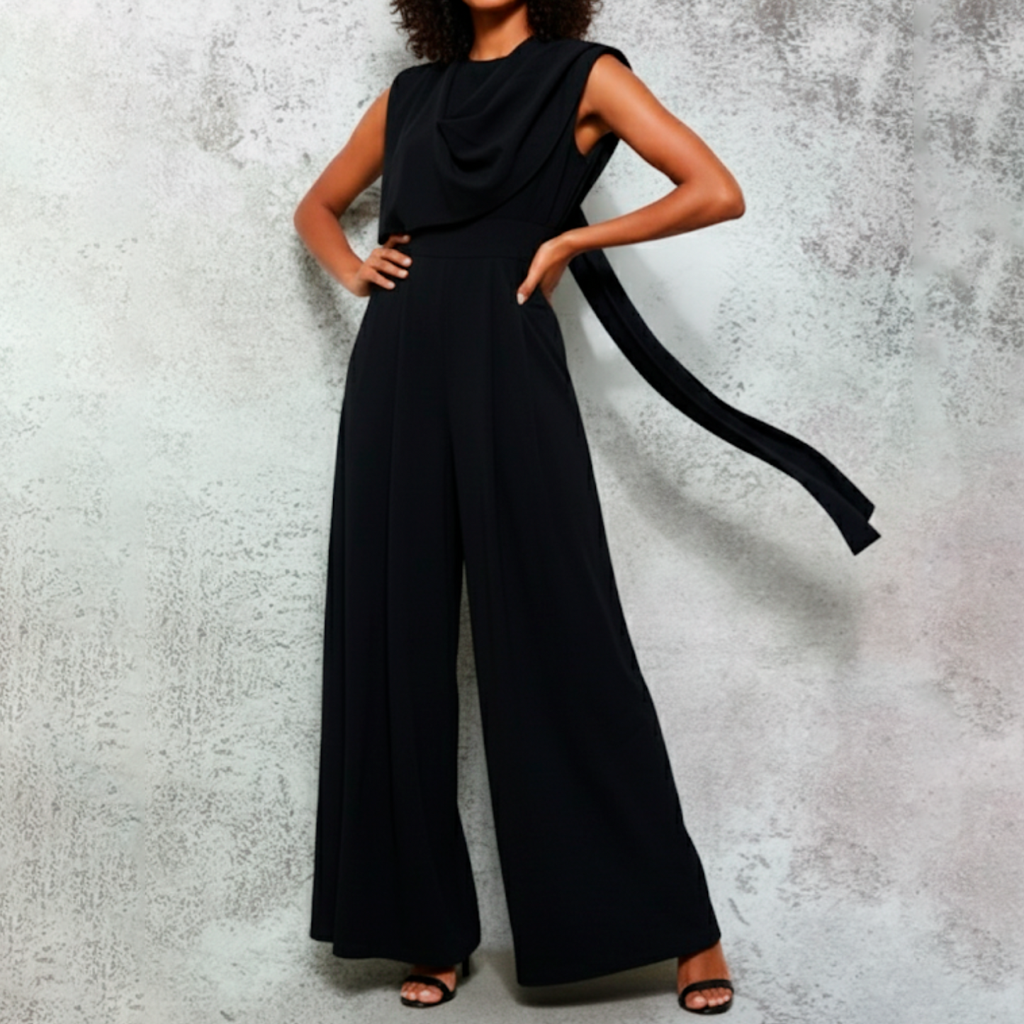 Jumpsuit largo con cuello drapeado