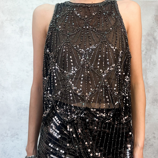 Crop top de lentejuela bronce