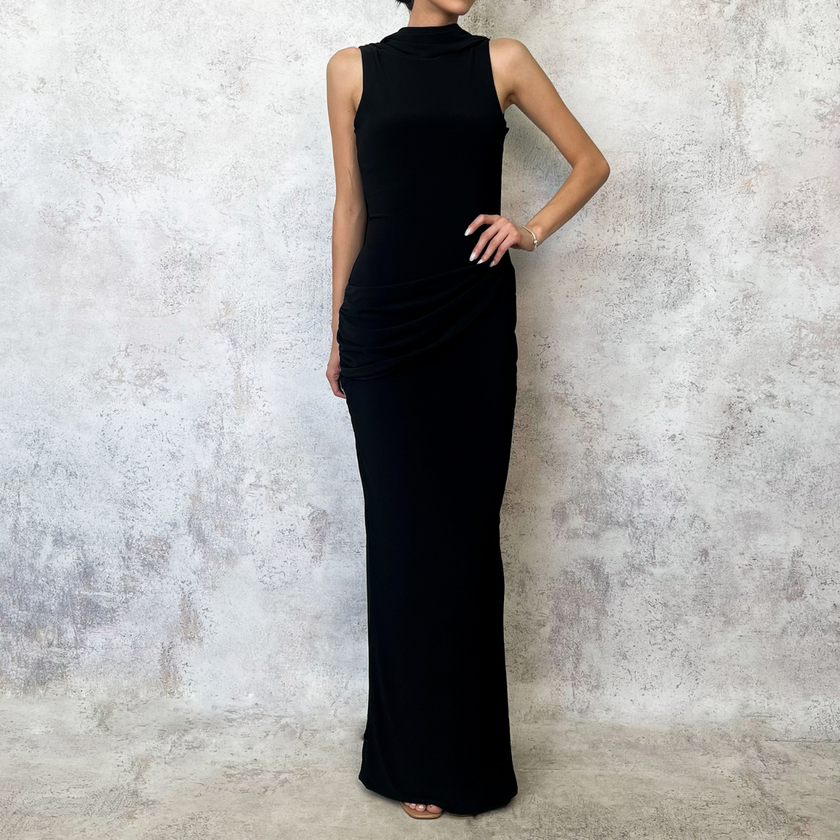 Vestido largo negro de licra