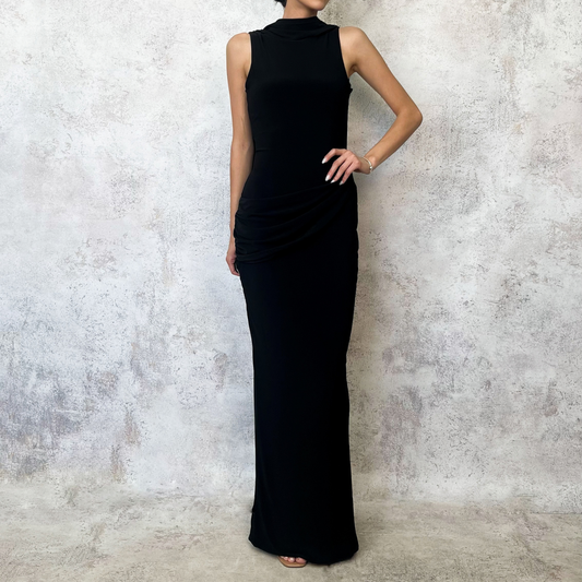 Vestido largo negro de licra