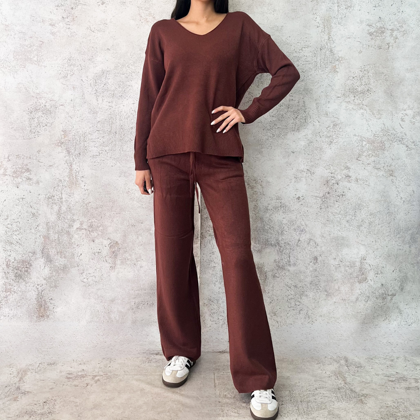 Set tejido cereza cuello V