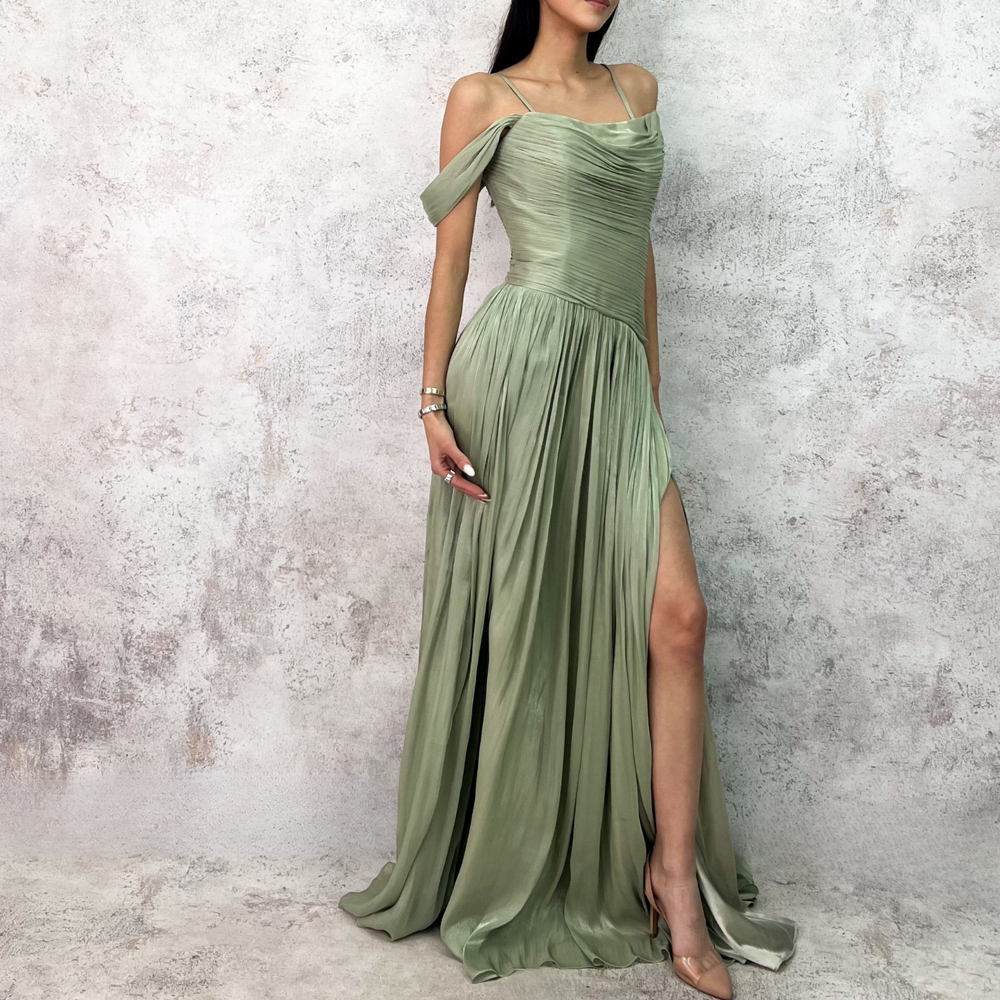 Vestido largo asimétrico sabia.