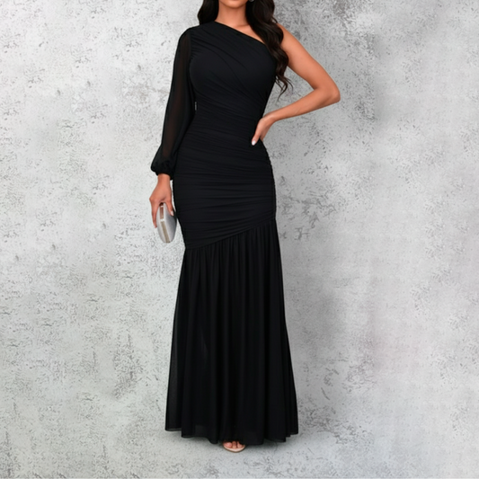 Vestido largo mesh negro