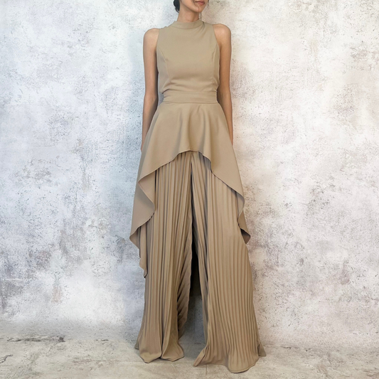 Conjunto taupe pantalón y blusa