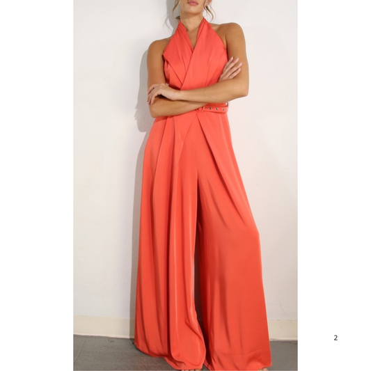 JUMPSUIT HALTER CORAL