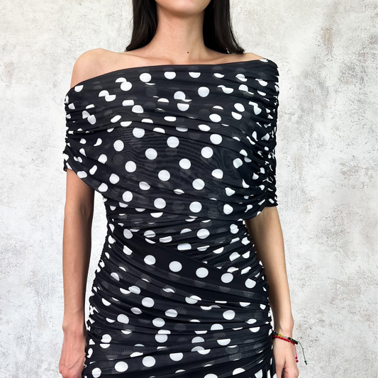 Vestido de mesh negro polkadots