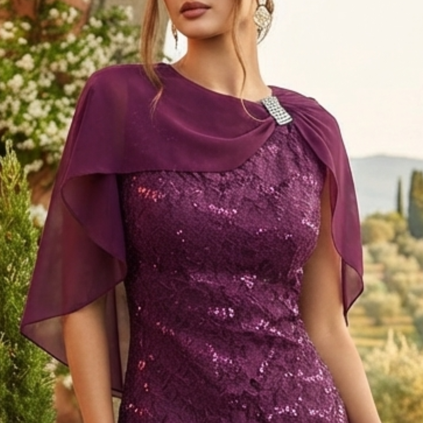 Vestido midi color uva