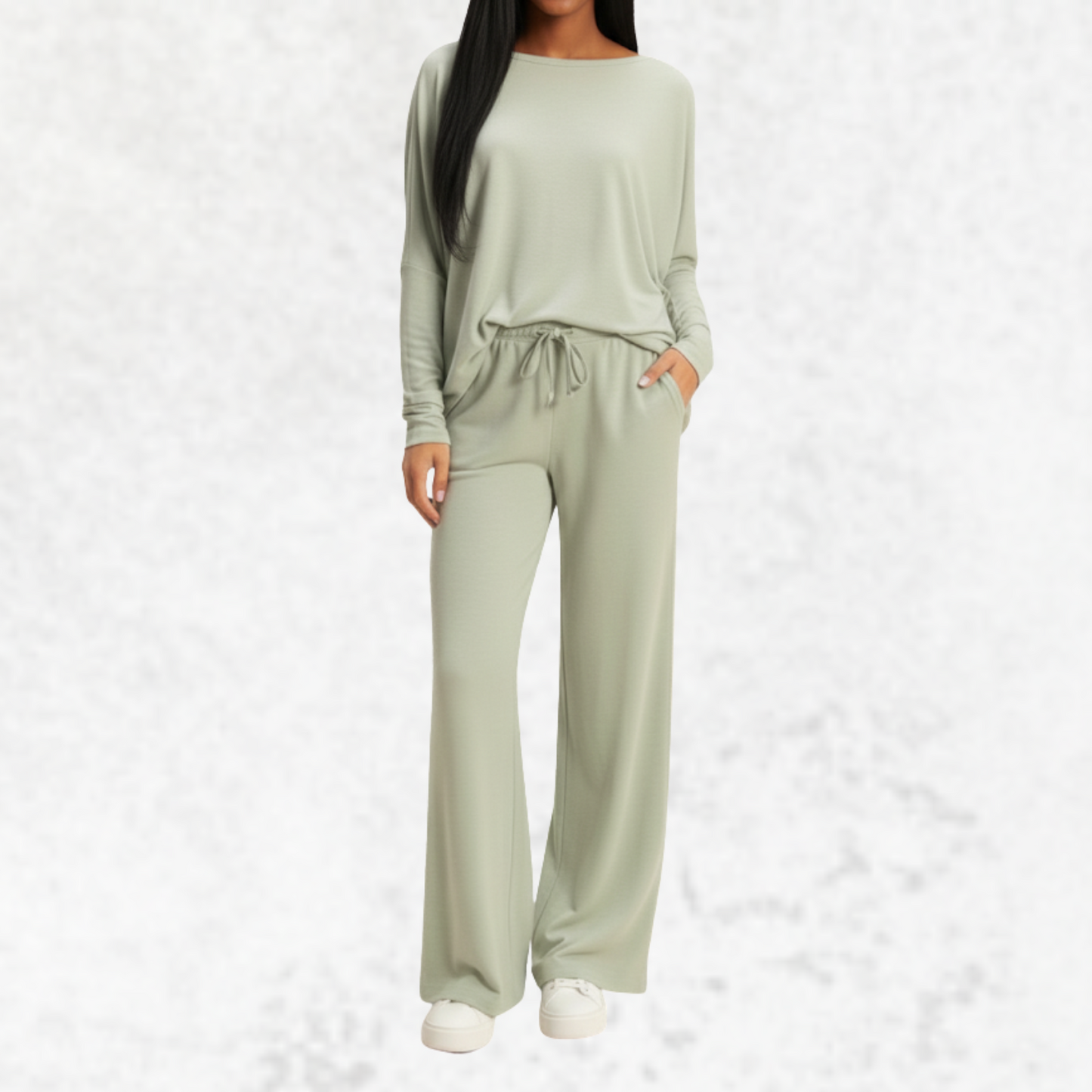 Conjunto de punto suave verde menta