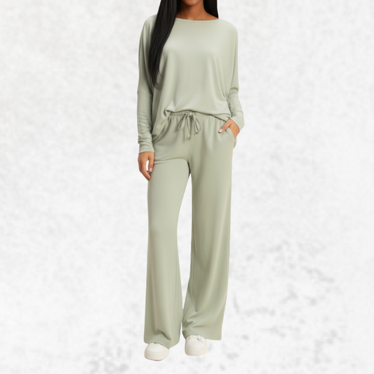 Conjunto de punto suave verde menta