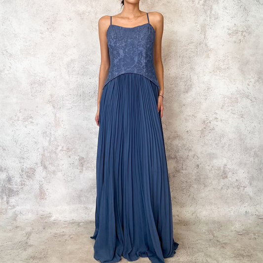 Vestido largo encaje en bustier