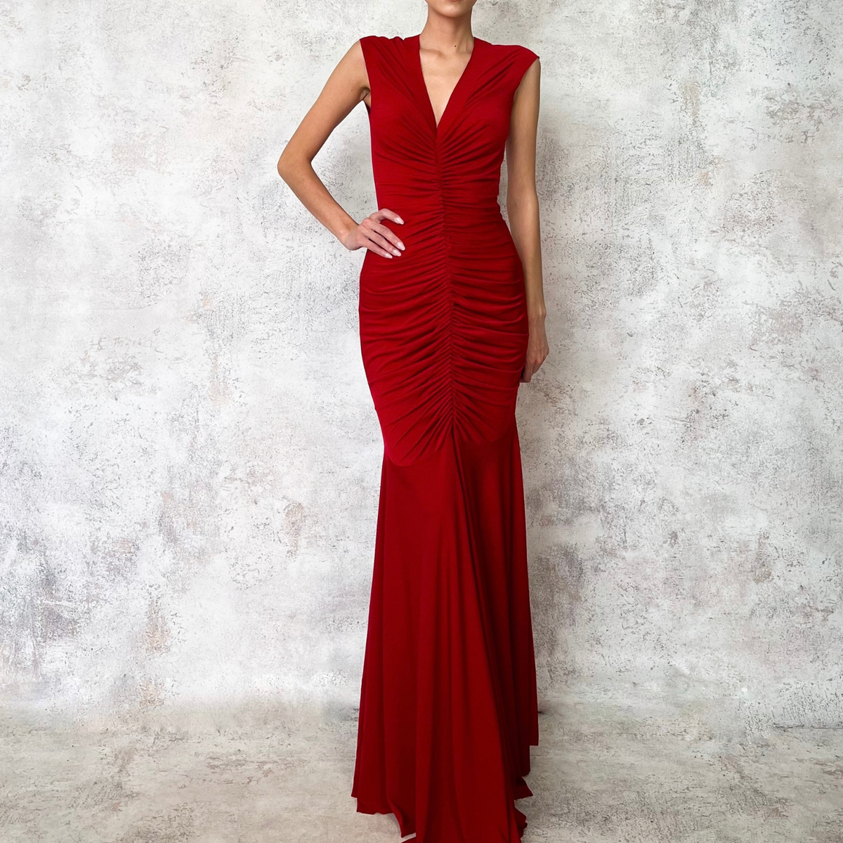 Vestido largo de licra rojo