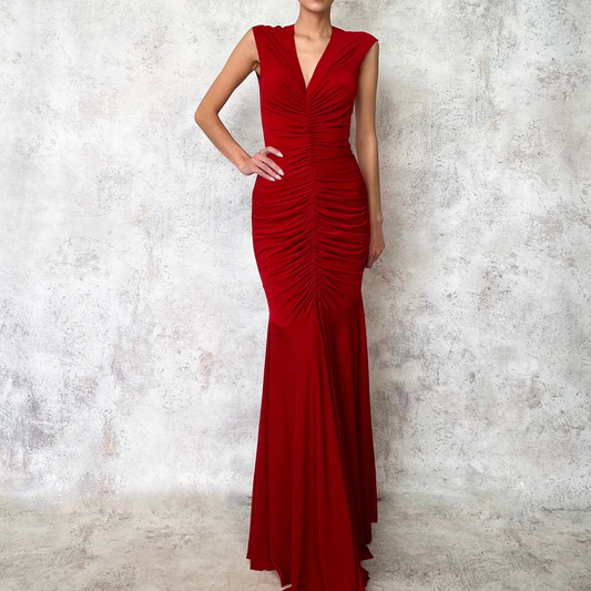 Vestido largo de licra rojo