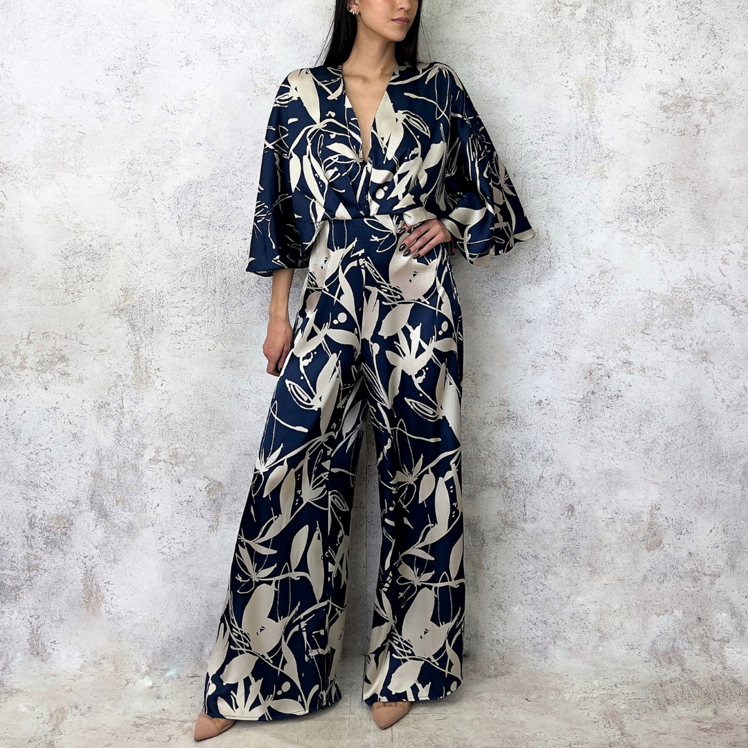 Jumpsuit estampado manga estilo mariposa