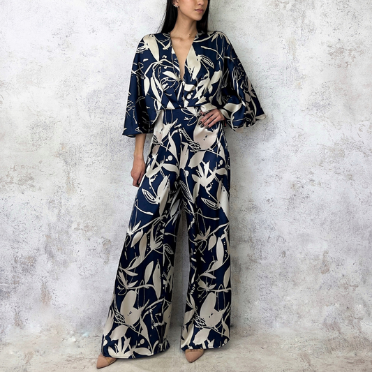 Jumpsuit estampado manga estilo mariposa